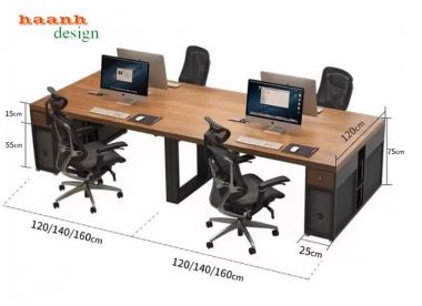 Mẫu Bàn Nhân Viên Chân Sắt Mặt Gỗ Được Ưa Chuộng-VPN 016