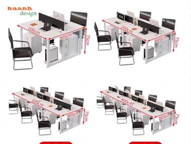 Bàn nhân viên văn phòng dạng cụm có vách ngăn - VPN 017