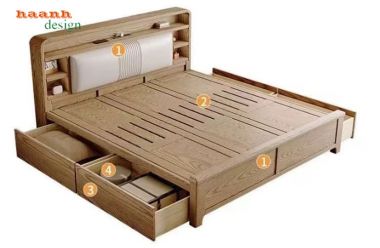 Giường Gỗ Tự Nhiên Hiện Đại Thiết Kế Tối Giản Đầy Tinh Tế-DHN 016