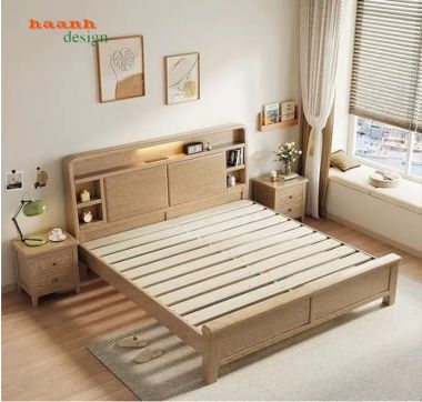 Giường Gỗ Tự Nhiên Hiện Đại Thiết Kế Tối Giản Đầy Tinh Tế-DHN 016
