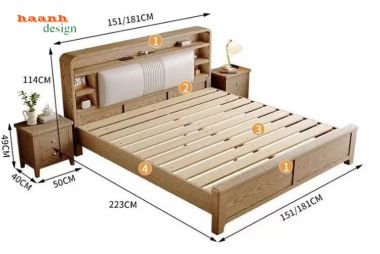 Giường Gỗ Tự Nhiên Hiện Đại Thiết Kế Tối Giản Đầy Tinh Tế-DHN 016