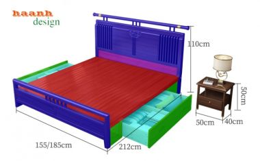Giường ngủ gỗ tự nhiên hiện đại GNH 003