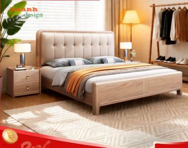Giường ngủ gỗ tự nhiên hiện đại – xu hướng nội thất 2026-DHN 015