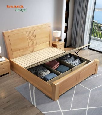 Giường ngủ gỗ tự nhiên hiện đại – xu hướng nội thất 2026-DHN 015