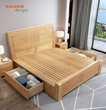 Giường ngủ gỗ tự nhiên hiện đại – xu hướng nội thất 2026-DHN 015
