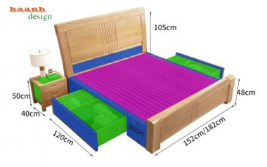 Giường ngủ gỗ tự nhiên hiện đại – xu hướng nội thất 2026-DHN 015