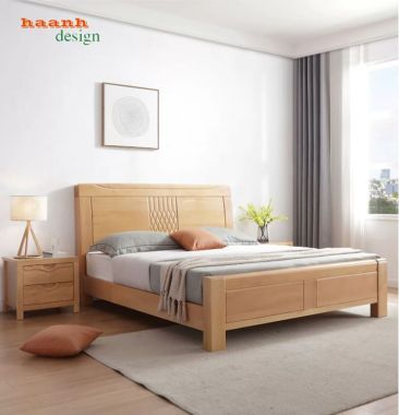 Giường ngủ gỗ tự nhiên hiện đại – xu hướng nội thất 2026-DHN 015
