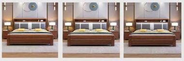 Mẫu Giường Gỗ Tự Nhiên Đẹp Cao Cấp Từ Gỗ Óc Chó Bắc Mỹ-DHN 017
