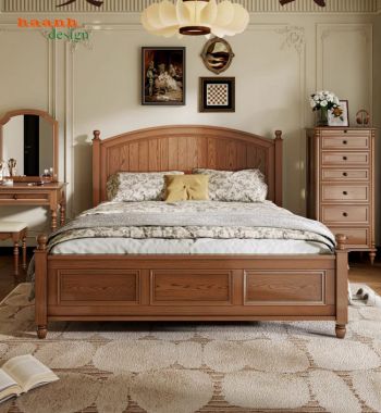 Mẫu giường ngủ đẹp gỗ sồi – Xu hướng phòng ngủ hiện đại-DHN 014