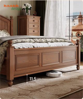 Mẫu giường ngủ đẹp gỗ sồi – Xu hướng phòng ngủ hiện đại-DHN 014