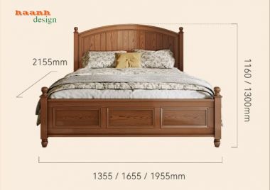 Mẫu giường ngủ đẹp gỗ sồi – Xu hướng phòng ngủ hiện đại-DHN 014