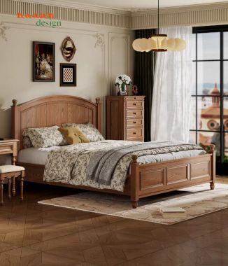 Mẫu giường ngủ đẹp gỗ sồi – Xu hướng phòng ngủ hiện đại-DHN 014