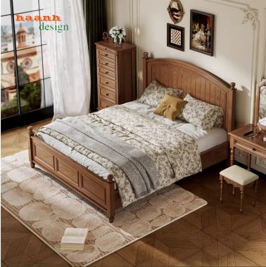 Mẫu giường ngủ đẹp gỗ sồi – Xu hướng phòng ngủ hiện đại-DHN 014