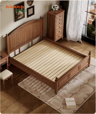 Mẫu giường ngủ đẹp gỗ sồi – Xu hướng phòng ngủ hiện đại-DHN 014