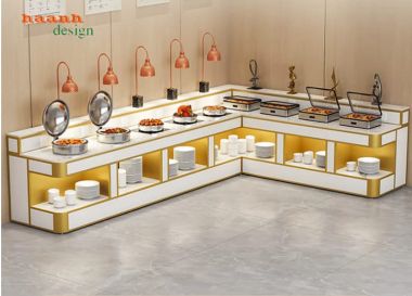 Bàn buffet nhà hàng hiện đại dạng chữ L - BFF 009