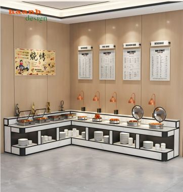 Bàn buffet nhà hàng hiện đại dạng chữ L - BFF 009