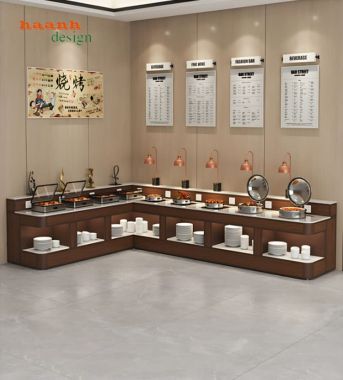 Bàn buffet nhà hàng hiện đại dạng chữ L - BFF 009