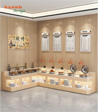 Bàn buffet nhà hàng hiện đại dạng chữ L - BFF 009