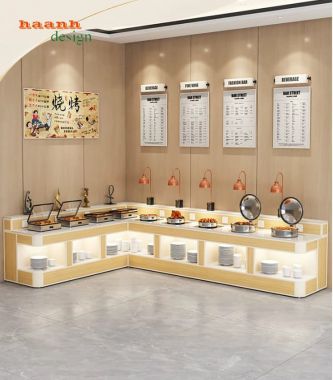 Bàn buffet nhà hàng hiện đại dạng chữ L - BFF 009