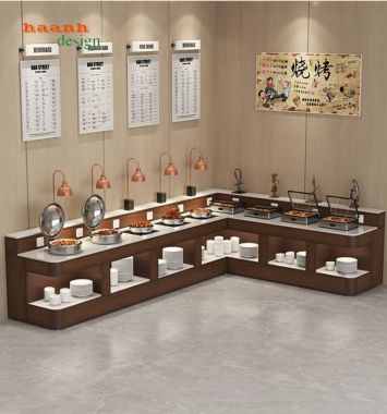 Bàn buffet nhà hàng hiện đại dạng chữ L - BFF 009