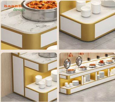 Bàn buffet nhà hàng hiện đại dạng chữ L - BFF 009