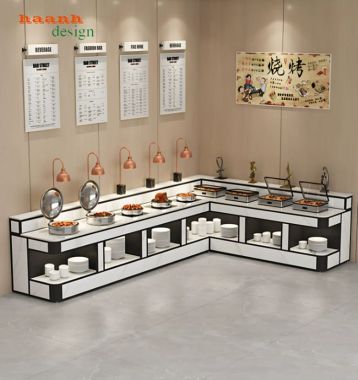Bàn buffet nhà hàng hiện đại dạng chữ L - BFF 009