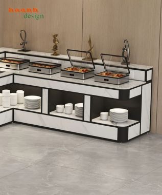 Bàn buffet nhà hàng hiện đại dạng chữ L - BFF 009