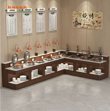 Bàn buffet nhà hàng hiện đại dạng chữ L - BFF 009