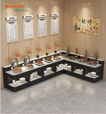 Bàn buffet nhà hàng hiện đại dạng chữ L - BFF 009