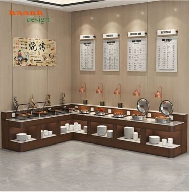 Bàn buffet nhà hàng hiện đại dạng chữ L - BFF 009