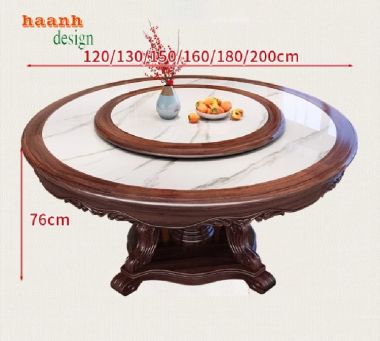 Mẫu bàn ăn gỗ tự nhiên thiết kế tròn có mâm xoay-BGG 006