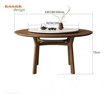 Bộ bàn ăn tròn gỗ tự nhiên có mâm xoay hiện đại - BGA 013
