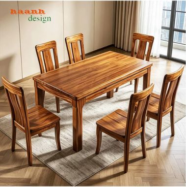 Bàn ghế ăn gỗ tự nhiên 6 ghế thiết kế hiện đại - BGA 014