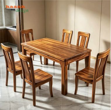 Bàn ghế ăn gỗ tự nhiên 6 ghế thiết kế hiện đại - BGA 014