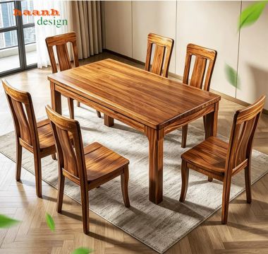 Bàn ghế ăn gỗ tự nhiên 6 ghế thiết kế hiện đại - BGA 014
