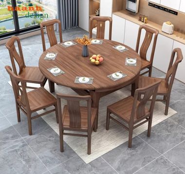 Bàn ghế ăn thông minh gỗ sồi – Linh hoạt mở rộng, bền đẹp-BGA 005