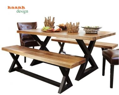  Bàn ghế ăn sắt kết hợp gỗ thiết kế ấn tượng cho gia đình BGS 003
