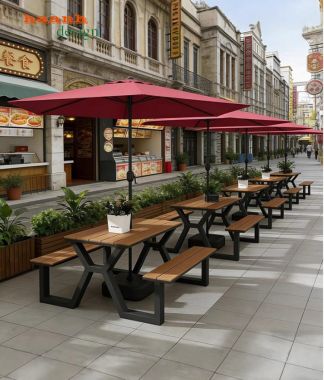 Bàn ghế chân sắt mặt gỗ teak – Giải pháp ngoại thất bền đẹp-NTG 025