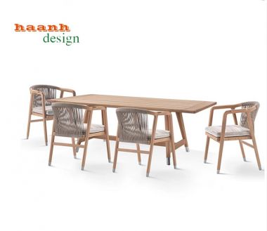 Bàn Ghế Ăn Gỗ Teak Tự Nhiên Ngoại Thất -BGT 014