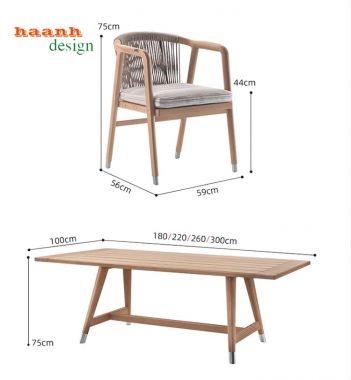 Bàn Ghế Ăn Gỗ Teak Tự Nhiên Ngoại Thất -BGT 014