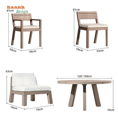 Bàn ghế gỗ Teak tự nhiên sân vườn ngoài trời BGT 006