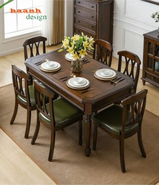 Bộ bàn ăn tân cổ điển đẹp sang trọng chuẩn phong cách Mỹ-NHT 007