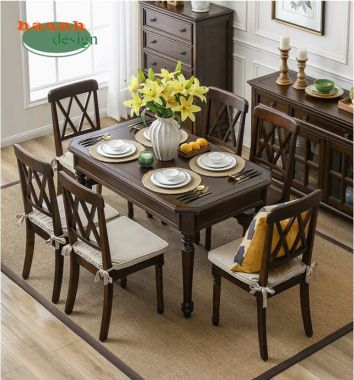 Bộ bàn ăn tân cổ điển đẹp sang trọng chuẩn phong cách Mỹ-NHT 007