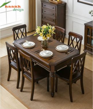 Bộ bàn ăn tân cổ điển đẹp sang trọng chuẩn phong cách Mỹ-NHT 007