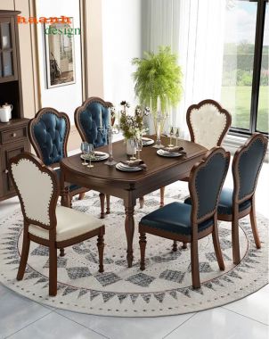 Mẫu bàn ăn cổ điển đẹp cao cấp cho nhà hàng khách sạn-NHT 006