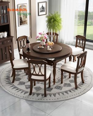 Mẫu bàn ăn cổ điển đẹp cao cấp cho nhà hàng khách sạn-NHT 006