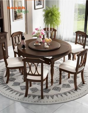 Mẫu bàn ăn cổ điển đẹp cao cấp cho nhà hàng khách sạn-NHT 006