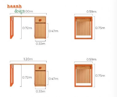 Sáng tạo không gian Bàn học tập trẻ em hoàn hảo-BHC 003