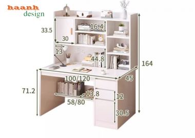 Bộ bàn học trẻ em kèm giá sách đẹp, an toàn cho phòng bé-BHC 006