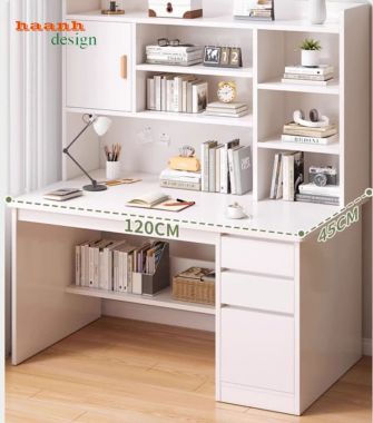 Bộ bàn học trẻ em kèm giá sách đẹp, an toàn cho phòng bé-BHC 006